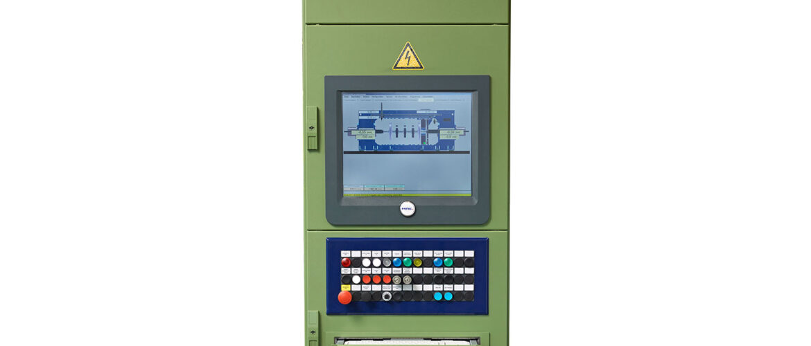 MAE-Rechner Dusky green older straightening press control station with outdated display ideal for industrial retrofitting and conversion